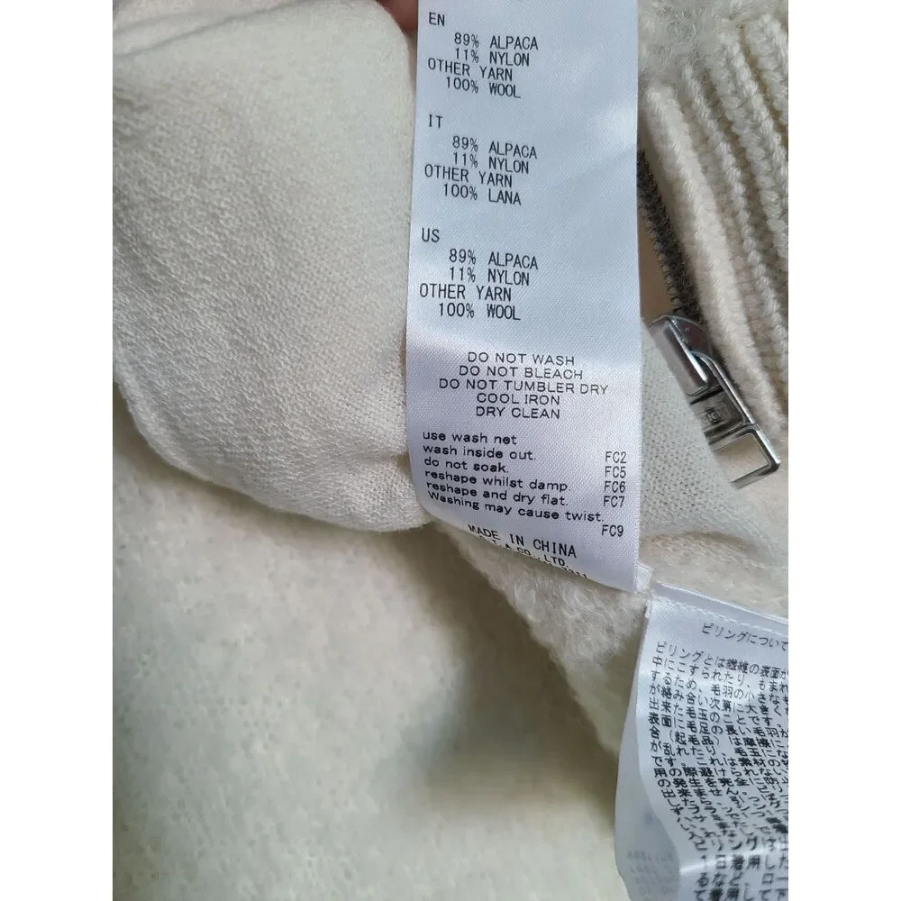 C.T Plage Alpaca Blend Full Zip Hooded Vest Ivory/Cream Size 38 US Small